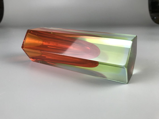 Image 1 of Sommerso block vase orange green