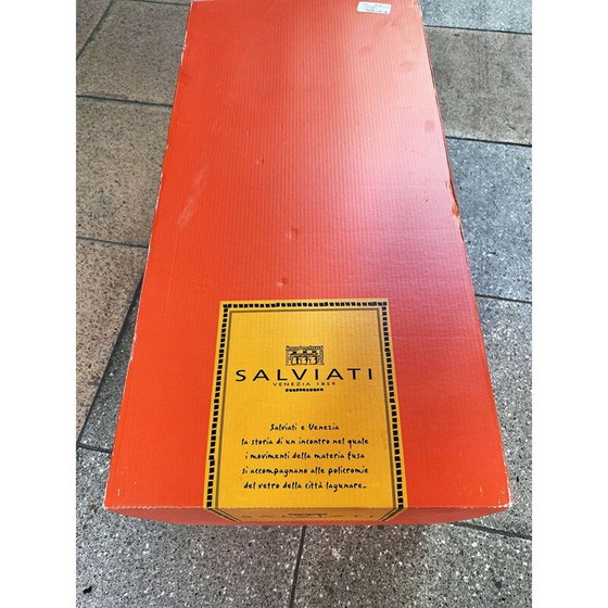 Image 1 of Vaso vintage in ambra decorato con raggi bianchi e un rosso di Salviati Murano Francesco lucchese, 2005