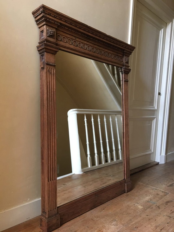 Image 1 of Large Oak Mirror From The Loire Region 139 Cm.