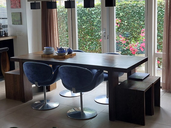 Image 1 of Michel Seuren Solid Wenge. dining table, bench and stools