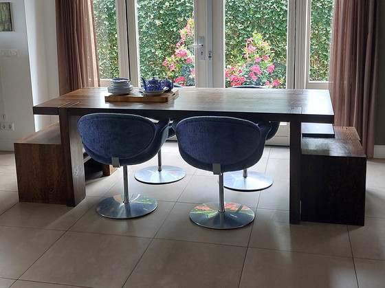 Image 1 of Michel Seuren Solid Wenge. dining table, bench and stools