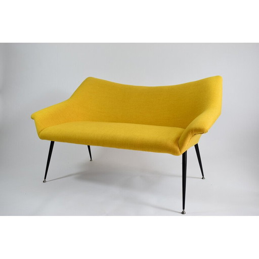Vintage 2-seater sofa in metal and velvet, Germany 1960
