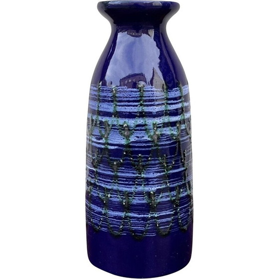 Image 1 of Vintage ceramic vase in cobalt blue for Strehla Keramik, Germany 1960