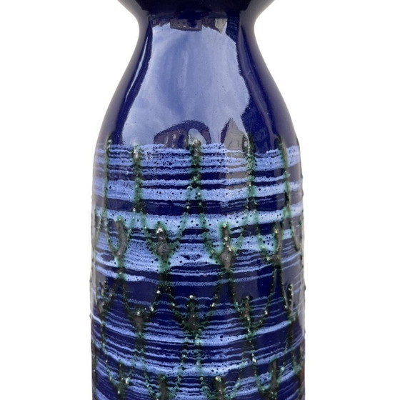 Image 1 of Vintage ceramic vase in cobalt blue for Strehla Keramik, Germany 1960