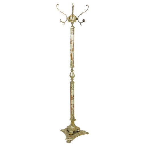 Hollywood Regency Coat Stand Onyx And Brass