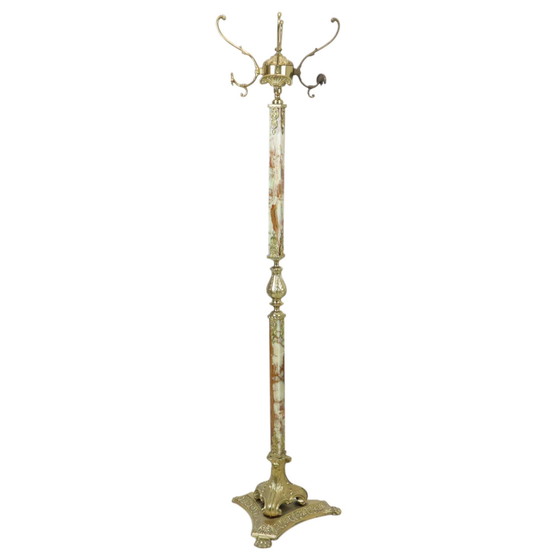 Image 1 of Hollywood Regency Coat Stand Onyx And Brass