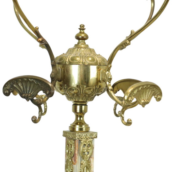 Image 1 of Hollywood Regency Coat Stand Onyx And Brass