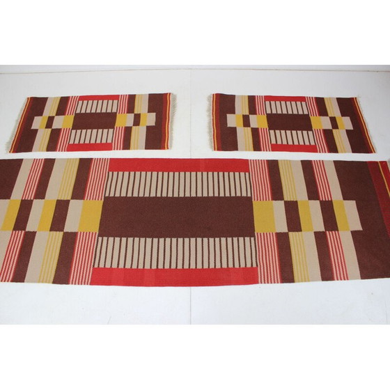 Image 1 of Set of 3 vintage geometric wool rugs by Antonín Kybal, Czechoslovakia 1940