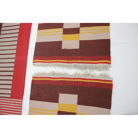 Image 1 of Set of 3 vintage geometric wool rugs by Antonín Kybal, Czechoslovakia 1940