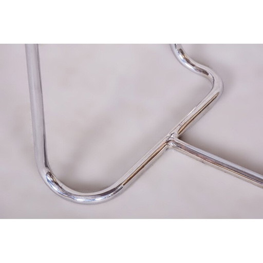 Vintage side table in chrome steel and wood by Mücke-Melder, Czechoslovakia 1930