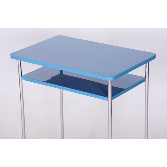 Image 1 of Vintage side table in chrome steel and wood by Mücke-Melder, Czechoslovakia 1930