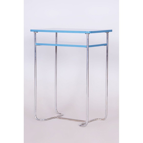 Image 1 of Vintage side table in chrome steel and wood by Mücke-Melder, Czechoslovakia 1930