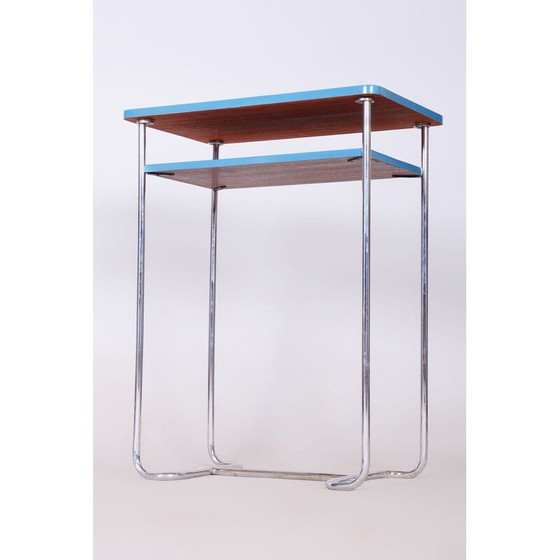 Image 1 of Vintage side table in chrome steel and wood by Mücke-Melder, Czechoslovakia 1930