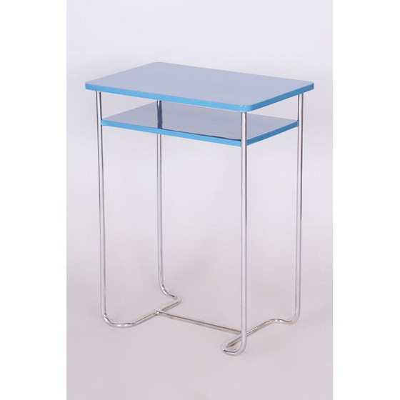 Image 1 of Vintage side table in chrome steel and wood by Mücke-Melder, Czechoslovakia 1930