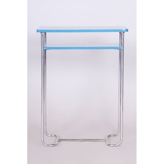 Image 1 of Vintage side table in chrome steel and wood by Mücke-Melder, Czechoslovakia 1930