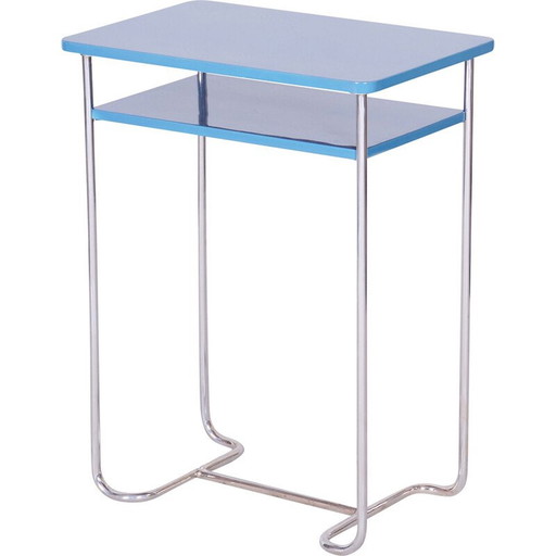 Vintage side table in chrome steel and wood by Mücke-Melder, Czechoslovakia 1930