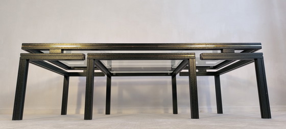 Image 1 of Magnifique Table Basse Pierre Vandel Paris 1970'S Verte Mouchetée + Sa Gigogne