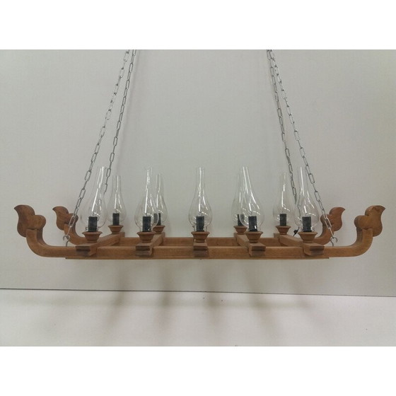 Image 1 of Lampadario in legno d'epoca, Cecoslovacchia 1940