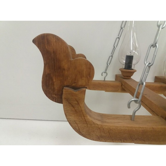 Image 1 of Lampadario in legno d'epoca, Cecoslovacchia 1940