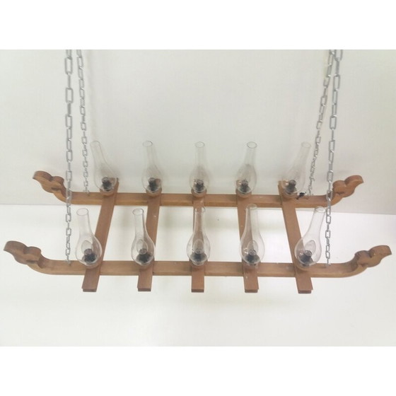 Image 1 of Lampadario in legno d'epoca, Cecoslovacchia 1940