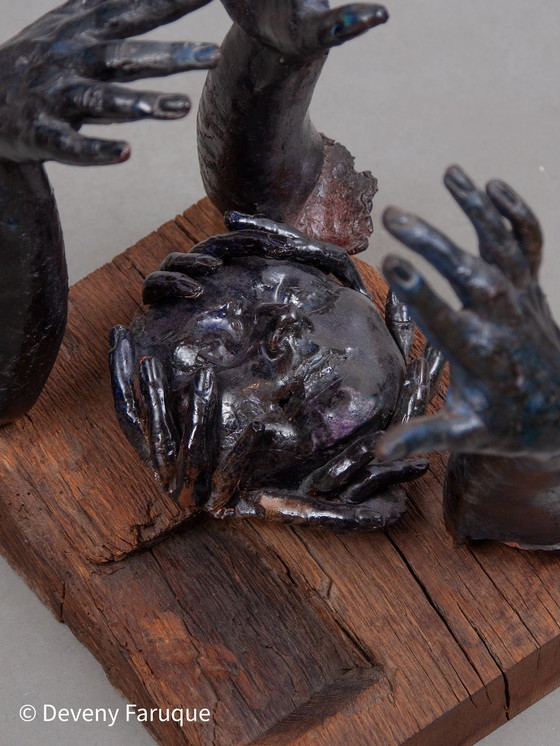 Image 1 of Scultura di mani in ceramica smaltata, anni '70, Belgio, artista sconosciuto