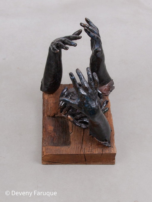 Ceramic Glazed Hands Sculpture 1970S Belgium Unknown Artist