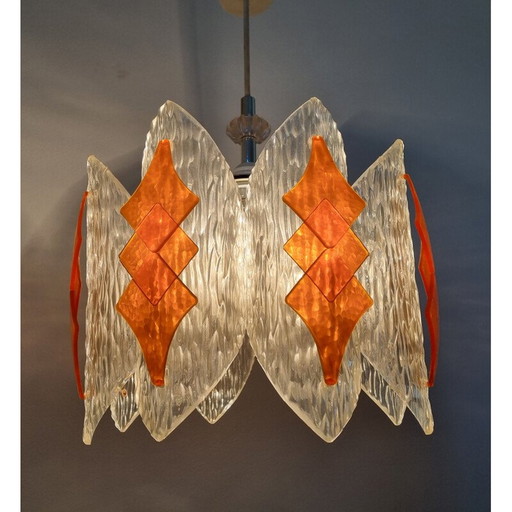 Mid century glass pendant lamp, Germany 1970