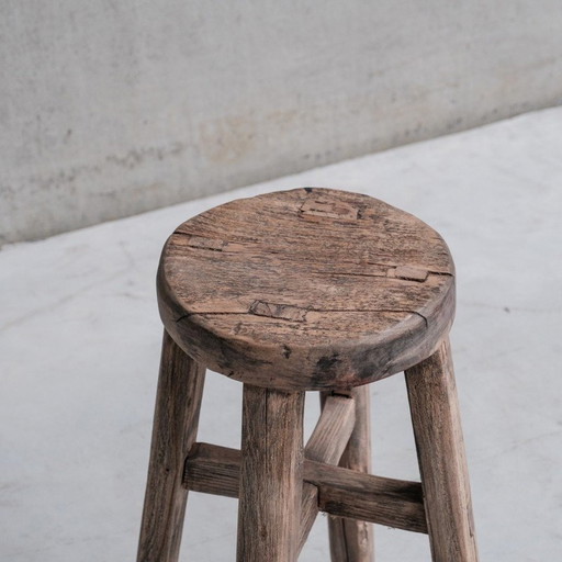 Mid-century French wooden stool, 1940s