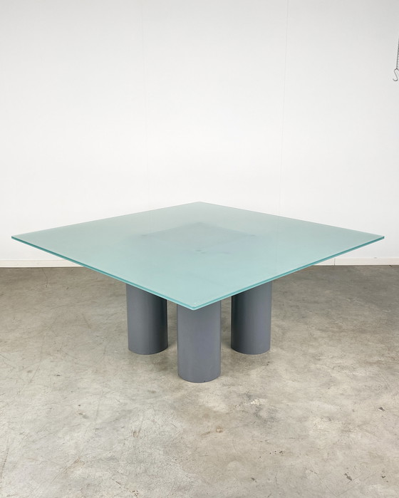 Image 1 of Tavolo da pranzo vintage con piano in vetro