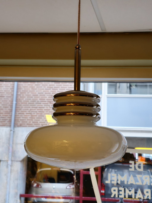 Vintage Leclair & Schäfer Pendant Ceiling Lamp Opaline