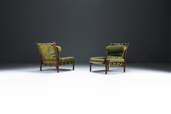 Image 1 of Inca Relax Chairs With Ottoman & Sidetable By Arne Norell For Norell Möbel Ab