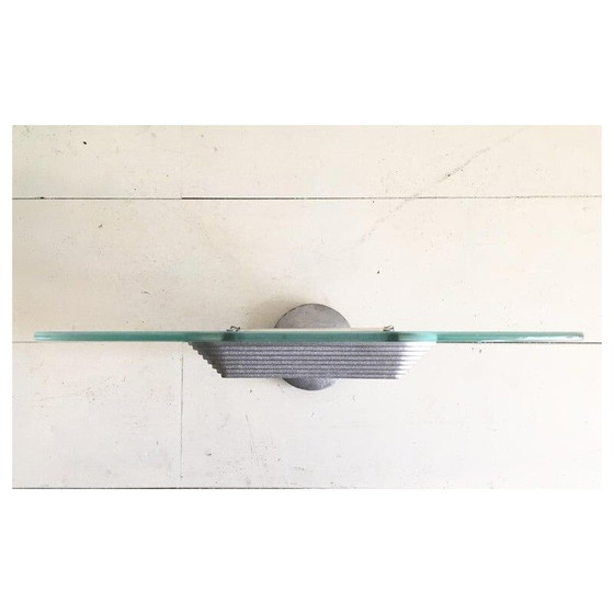 Image 1 of Set of 6 vintage B lux glass and aluminum sconces, 1980-1990