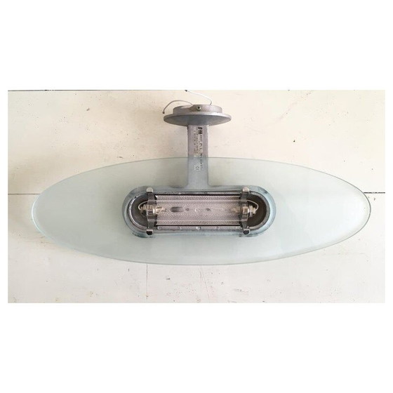 Image 1 of Set of 6 vintage B lux glass and aluminum sconces, 1980-1990