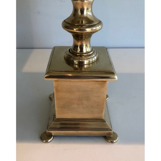 Image 1 of Pair of vintage brass lamps, France 1940s