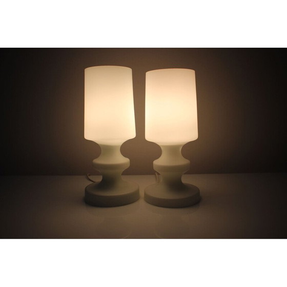 Image 1 of Pair of vintage glass lamps by Osvětlovací sklo Valašské Meziříčí, Czechoslovakia 1970