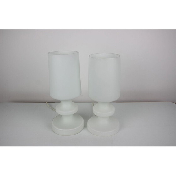 Image 1 of Pair of vintage glass lamps by Osvětlovací sklo Valašské Meziříčí, Czechoslovakia 1970
