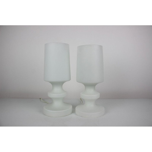 Pair of vintage glass lamps by Osvětlovací sklo Valašské Meziříčí, Czechoslovakia 1970