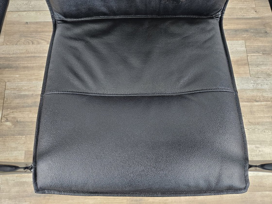 Image 1 of 70S Armchair In Tubular Steel And Black Eco-Leather