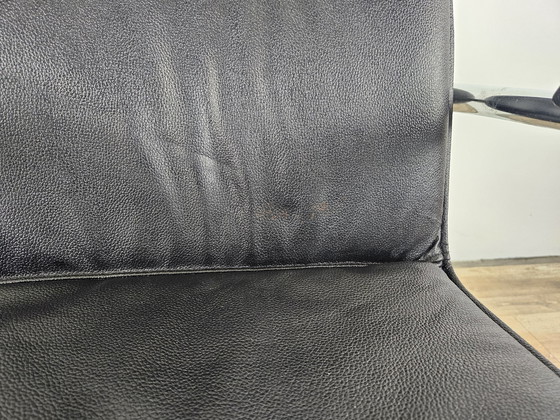 Image 1 of 70S Armchair In Tubular Steel And Black Eco-Leather