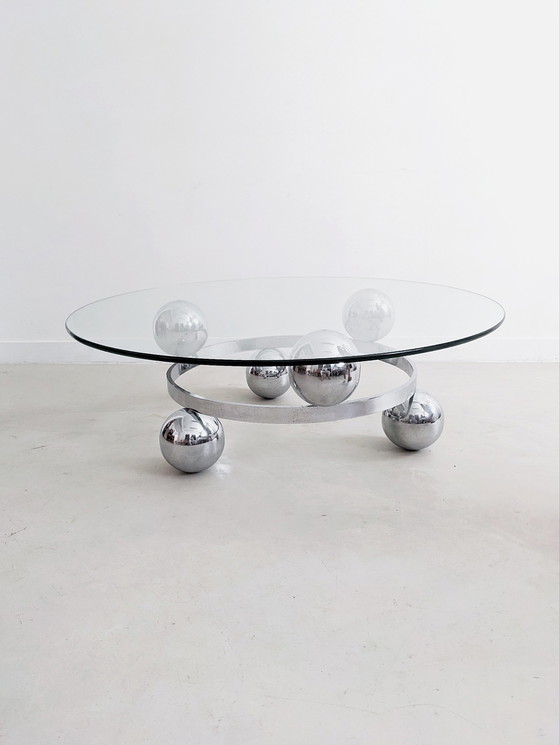 Image 1 of Table basse Sputnik en verre et chrome, années 1960