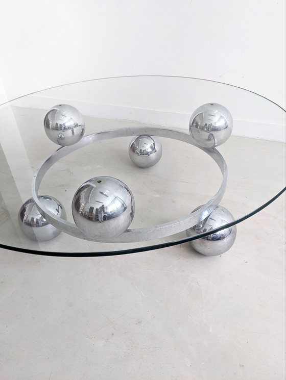 Image 1 of Table basse Sputnik en verre et chrome, années 1960