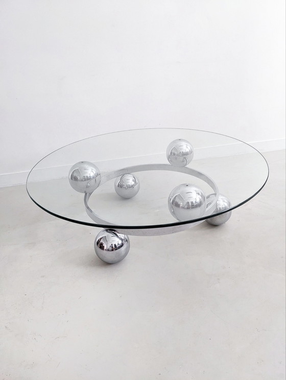 Image 1 of Table basse Sputnik en verre et chrome, années 1960