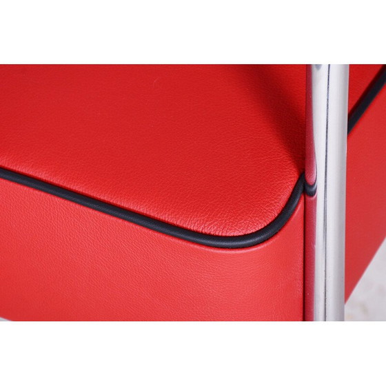 Image 1 of Poltrona vintage Bauhaus in acciaio cromato e pelle di Gilbert Rohde, Germania 1930