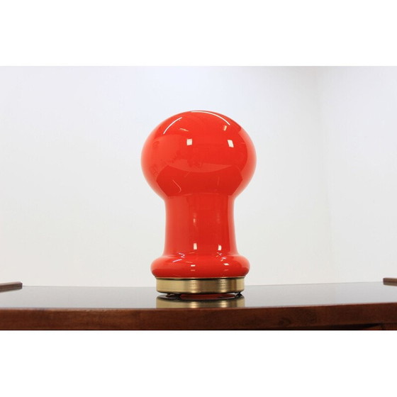 Image 1 of Vintage red glass lamp by Valašské Meziříčí, Czechoslovakia