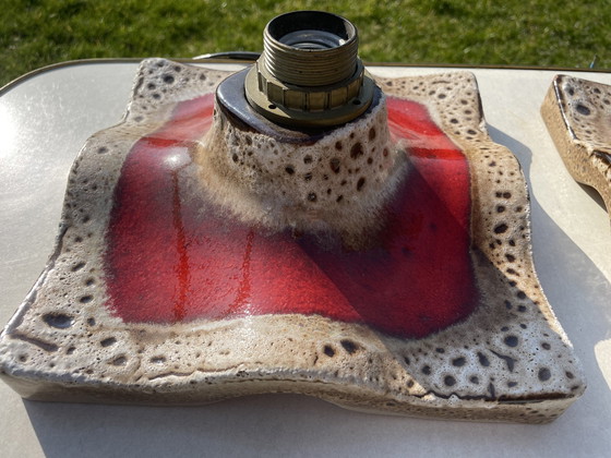 Image 1 of Lámparas de pared de cerámica roja con lava grasa