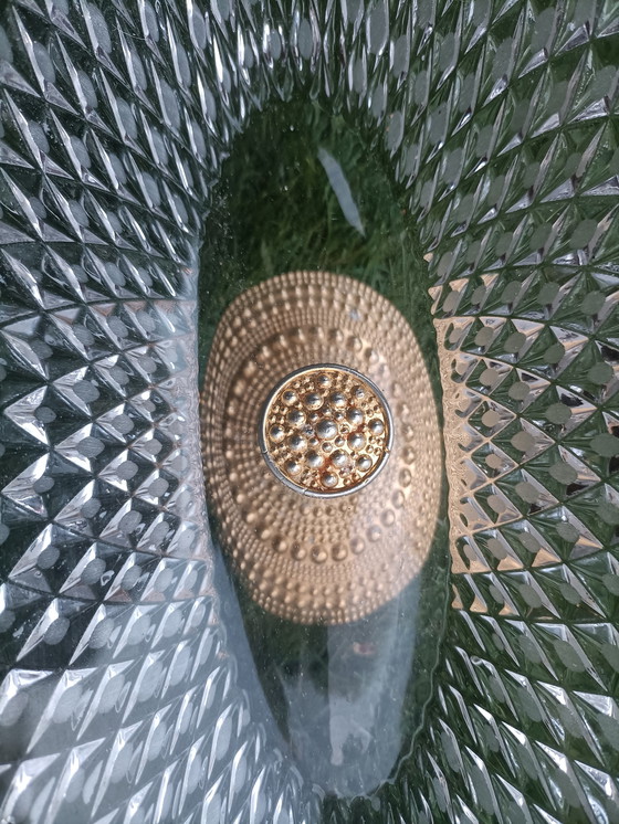 Image 1 of Plat à bonbons vintage en cristal italien avec base dorée