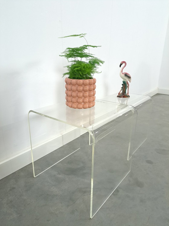 Image 1 of Set Of 2 Plastic Curved Plexiglass Table