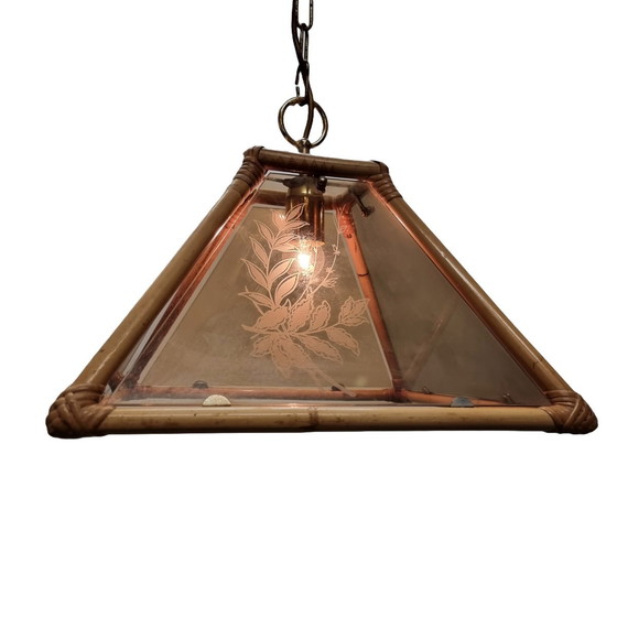 Image 1 of Lampada a sospensione vintage in rattan