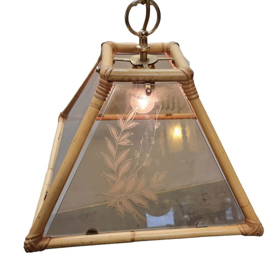 Image 1 of Lampada a sospensione vintage in rattan