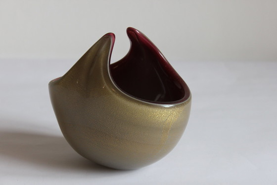 Image 1 of Murano Glass Gold Flecked Bowl, 1950S